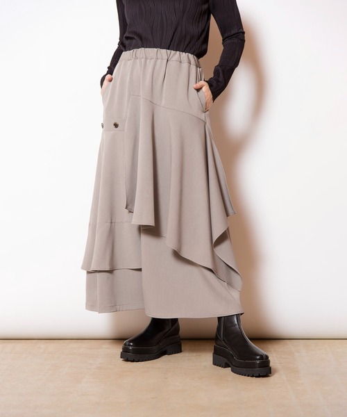 OSMOSIS（オズモーシス）の「切替フレアースカート（スカート・レディース・グレー/ブラック/キャメル・ONE SIZE）」の6枚目の写真