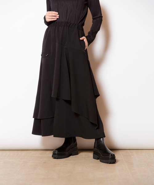 OSMOSIS（オズモーシス）の「切替フレアースカート（スカート・レディース・グレー/ブラック/キャメル・ONE SIZE）」の8枚目の写真