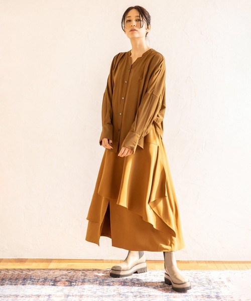 OSMOSIS（オズモーシス）の「切替フレアースカート（スカート・レディース・グレー/ブラック/キャメル・ONE SIZE）」の9枚目の写真