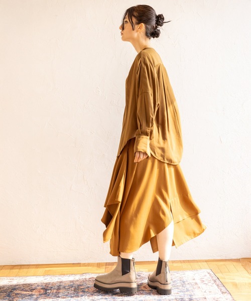 OSMOSIS（オズモーシス）の「切替フレアースカート（スカート・レディース・グレー/ブラック/キャメル・ONE SIZE）」の13枚目の写真