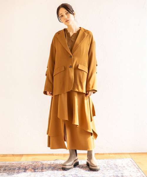 OSMOSIS（オズモーシス）の「切替フレアースカート（スカート・レディース・グレー/ブラック/キャメル・ONE SIZE）」の10枚目の写真