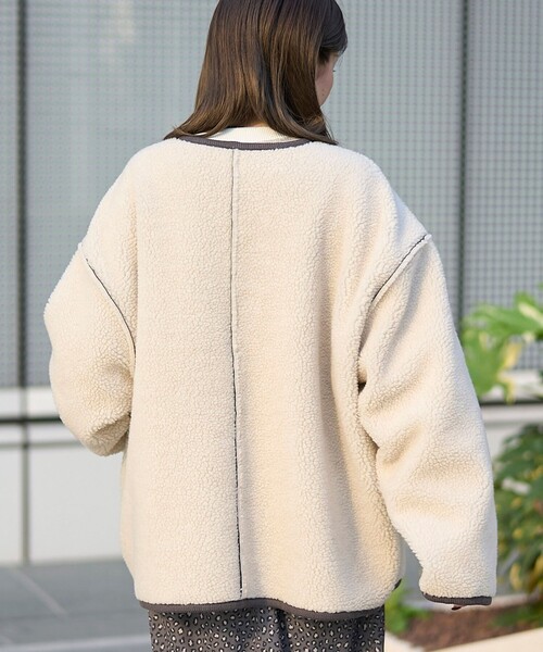 coen（コーエン）の「リバーシブル ノーカラーコーデュロイブルゾン【インフルエンサー紹介アイテム】（ノーカラージャケット・レディース・ブラウン/ダークグレー/ナチュラル・M/L）」の19枚目の写真