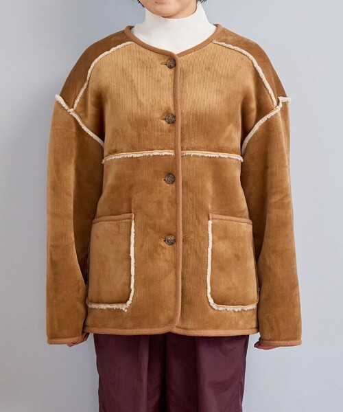 セール】リバーシブル ノーカラーコーデュロイブルゾン【インフル
