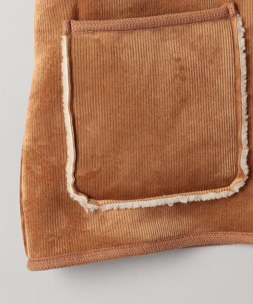 coen（コーエン）の「リバーシブル ノーカラーコーデュロイブルゾン【インフルエンサー紹介アイテム】（ノーカラージャケット・レディース・ブラウン/ダークグレー/ナチュラル・M/L）」の4枚目の写真