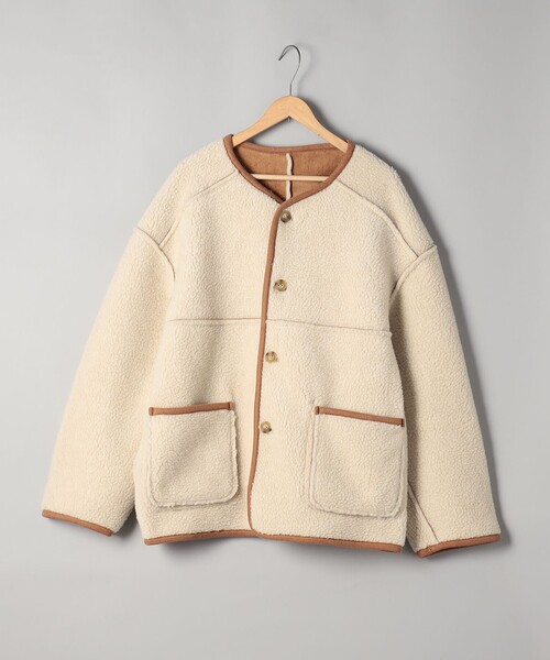 coen（コーエン）の「リバーシブル ノーカラーコーデュロイブルゾン【インフルエンサー紹介アイテム】（ノーカラージャケット・レディース・ブラウン/ダークグレー/ナチュラル・M/L）」の5枚目の写真