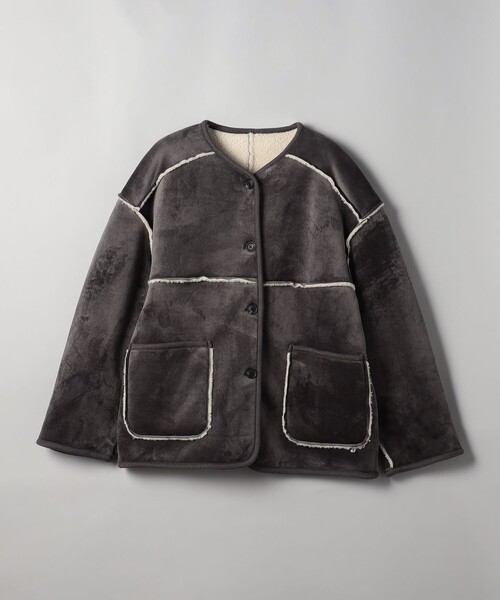 coen（コーエン）の「リバーシブル ノーカラーコーデュロイブルゾン【インフルエンサー紹介アイテム】（ノーカラージャケット・レディース・ブラウン/ダークグレー/ナチュラル・M/L）」の8枚目の写真