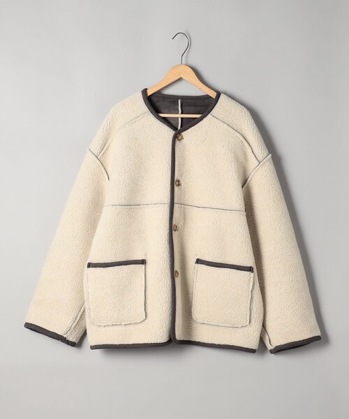 coen（コーエン）の「リバーシブル ノーカラーコーデュロイブルゾン【インフルエンサー紹介アイテム】（ノーカラージャケット・レディース・ブラウン/ダークグレー/ナチュラル・M/L）」の9枚目の写真