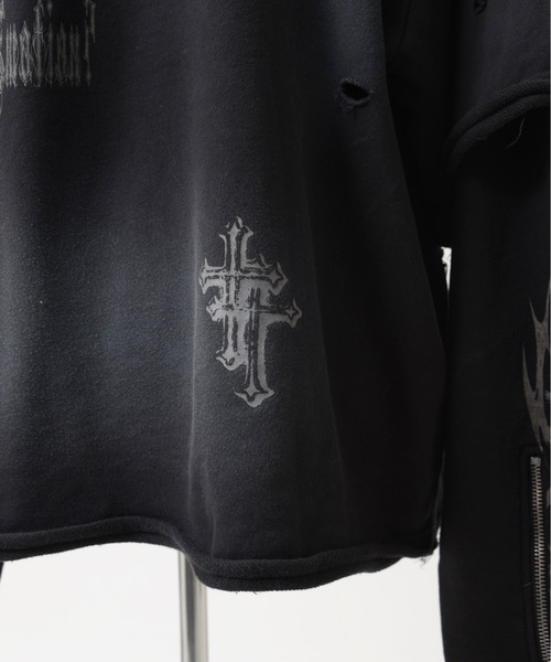 REFLEM（レフレム）の「『REFLEM/レフレム』フェイクレイヤードダメージPO/プルオーバースウェットシャツ（スウェット・レディース・ブラック/グレー・FREE）」の21枚目の写真