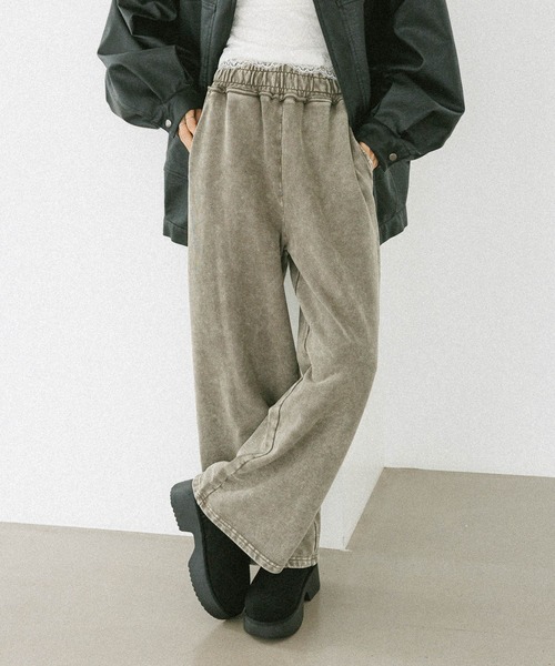 Heather(ヘザー)の「2WAYワイドスウェットパンツ2 599663(スウェットパンツ・レディース・スミクロ/グレー/グレー系その他/ブラウン系その他/ピンク・FREE)」の3枚目の写真
