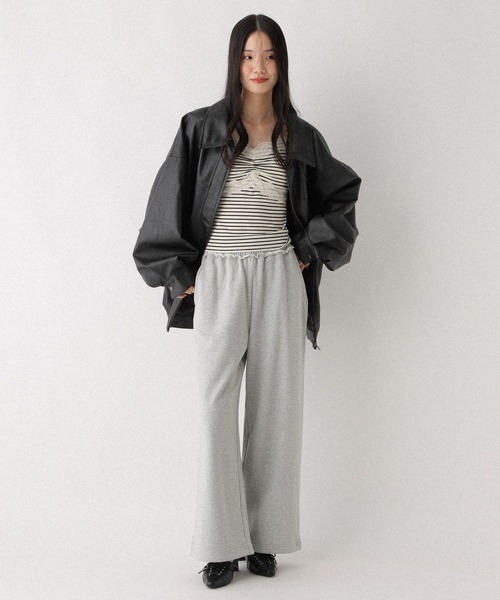 Heather(ヘザー)の「2WAYワイドスウェットパンツ2 599663(スウェットパンツ・レディース・スミクロ/グレー/グレー系その他/ブラウン系その他/ピンク・FREE)」の6枚目の写真