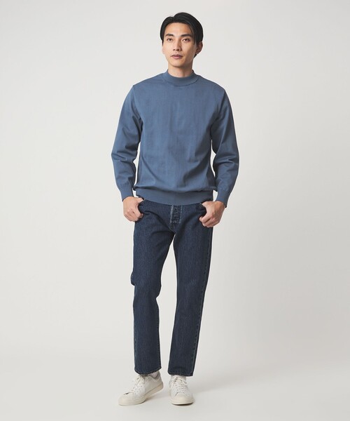 green label relaxing（グリーンレーベルリラクシング）の「A+ ポリエステル モックネック ニット -ウォッシャブル-（ニット/セーター・メンズ・ライトグレー/ブラック/ライトブルー・M/XL/L/S）」の4枚目の写真