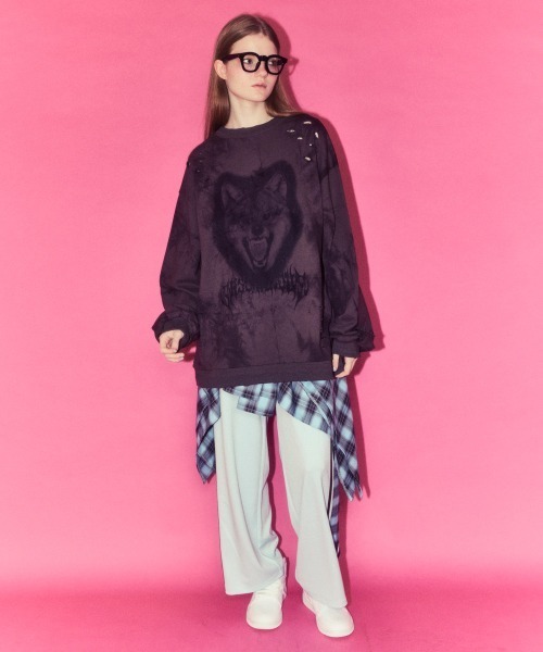 Candy Stripper（キャンディストリッパー）の「CHECK SHIRT LAYERED TRACK パンツ（その他パンツ・レディース・ブラック/ライトブルー/ブラウン・FREE）」の4枚目の写真