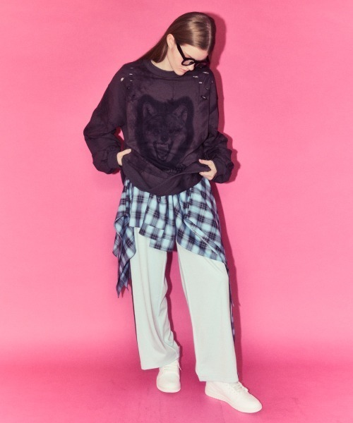 Candy Stripper（キャンディストリッパー）の「CHECK SHIRT LAYERED TRACK パンツ（その他パンツ・レディース・ブラック/ライトブルー/ブラウン・FREE）」の6枚目の写真