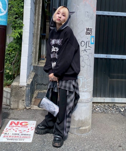 Candy Stripper（キャンディストリッパー）の「CHECK SHIRT LAYERED TRACK パンツ（その他パンツ・レディース・ブラック/ライトブルー/ブラウン・FREE）」の13枚目の写真