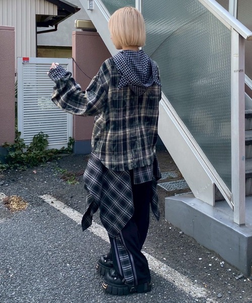 Candy Stripper（キャンディストリッパー）の「CHECK SHIRT LAYERED TRACK パンツ（その他パンツ・レディース・ブラック/ライトブルー/ブラウン・FREE）」の12枚目の写真