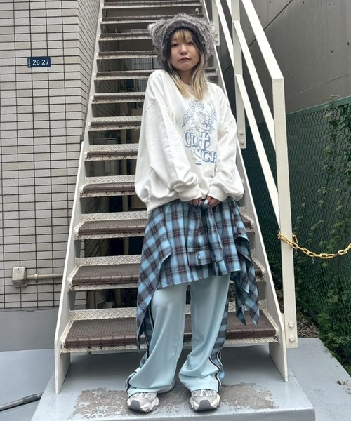 Candy Stripper（キャンディストリッパー）の「CHECK SHIRT LAYERED TRACK パンツ（その他パンツ・レディース・ブラック/ライトブルー/ブラウン・FREE）」の17枚目の写真