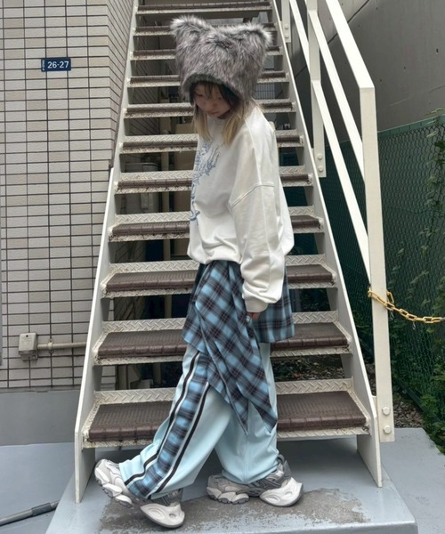 Candy Stripper（キャンディストリッパー）の「CHECK SHIRT LAYERED TRACK パンツ（その他パンツ・レディース・ブラック/ライトブルー/ブラウン・FREE）」の20枚目の写真