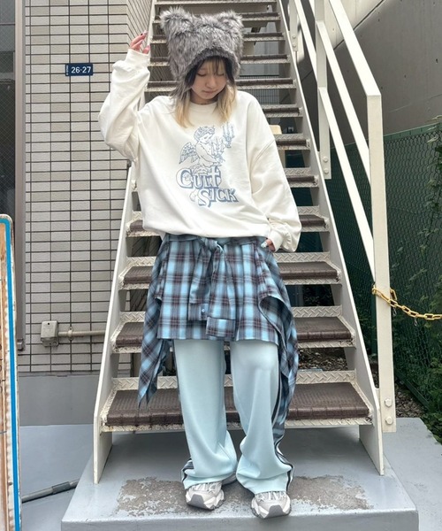 Candy Stripper（キャンディストリッパー）の「CHECK SHIRT LAYERED TRACK パンツ（その他パンツ・レディース・ブラック/ライトブルー/ブラウン・FREE）」の18枚目の写真