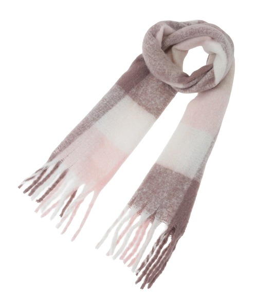 earth music&ecology(アースミュージックアンドエコロジー)の「ブロックチェックマフラー(マフラー・レディース・グレー/ピンク・F)」の8枚目の写真