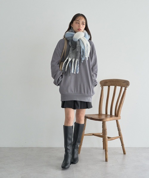 earth music&ecology(アースミュージックアンドエコロジー)の「ブロックチェックマフラー(マフラー・レディース・グレー/ピンク・F)」の5枚目の写真