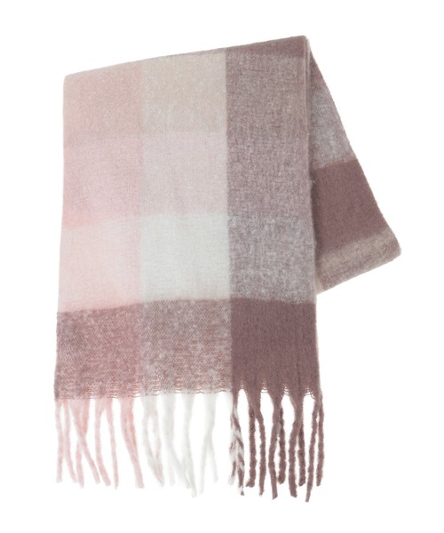 earth music&ecology(アースミュージックアンドエコロジー)の「ブロックチェックマフラー(マフラー・レディース・グレー/ピンク・F)」の13枚目の写真