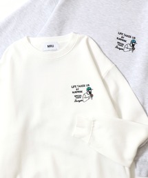 MRU（エムアールユー）の「2025AW MRU/エムアールユー オーバーサイズ 裏起毛 アニマル/エイトボール/髭おじ/ハンバーガー ワンポイント刺繍 クルーネックスウェット レディース メンズ トレーナー（スウェット）」