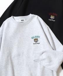 MRU（エムアールユー）の「2025AW MRU/エムアールユー オーバーサイズ 裏起毛 アニマル/エイトボール/髭おじ/ハンバーガー ワンポイント刺繍 クルーネックスウェット レディース メンズ トレーナー（スウェット・レディース）」