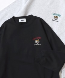 2026AW MRU/エムアールユー オーバーサイズ 裏起毛 アニマル/エイトボール/髭おじ/ハンバーガー ワンポイント刺繍 クルーネックスウェット レディース メンズ トレーナー