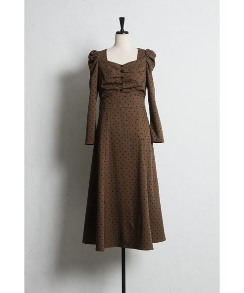 tocco closet(トッコ クローゼット)の「フロッキーハートドットワンピース(ワンピース・レディース・チャコールグレー/ブラウン・M)」の21枚目の写真