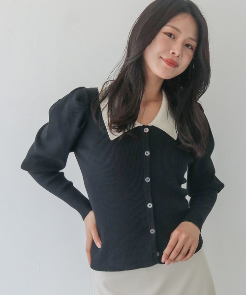 HER CLOSET】ハイゲージ ポロリブニットトップス HIGH GAUGE POLO RIB