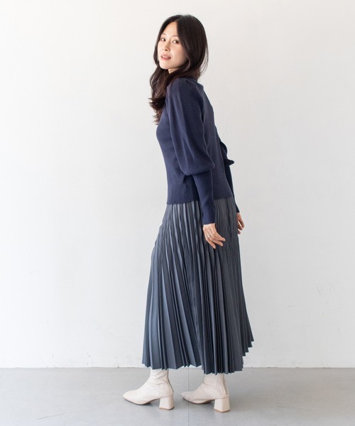 HER CLOSET(ハークローゼット)の「【HER CLOSET】ハイゲージ ポロリブニットトップス HIGH GAUGE POLO RIB KNIT TOPS(ニット/セーター・レディース・ネイビー/アイボリー/ブラック・MEDIUM)」の6枚目の写真