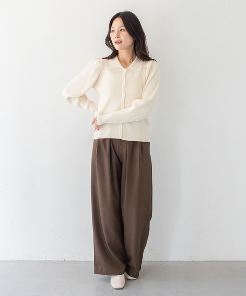 HER CLOSET(ハークローゼット)の「【HER CLOSET】ハイゲージ ポロリブニットトップス HIGH GAUGE POLO RIB KNIT TOPS(ニット/セーター・レディース・ネイビー/アイボリー/ブラック・MEDIUM)」の17枚目の写真