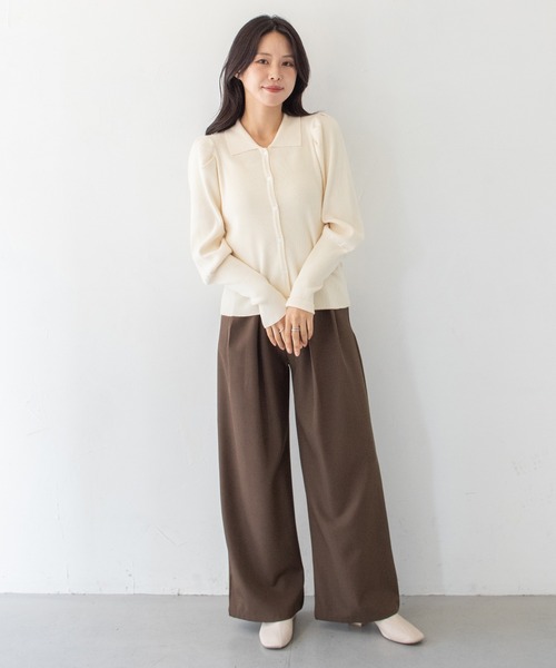 HER CLOSET(ハークローゼット)の「【HER CLOSET】ハイゲージ ポロリブニットトップス HIGH GAUGE POLO RIB KNIT TOPS(ニット/セーター・レディース・ネイビー/アイボリー/ブラック・MEDIUM)」の18枚目の写真