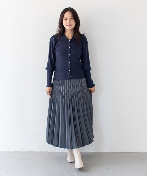 HER CLOSET(ハークローゼット)の「【HER CLOSET】ハイゲージ ポロリブニットトップス HIGH GAUGE POLO RIB KNIT TOPS(ニット/セーター・レディース・ネイビー/アイボリー/ブラック・MEDIUM)」の4枚目の写真