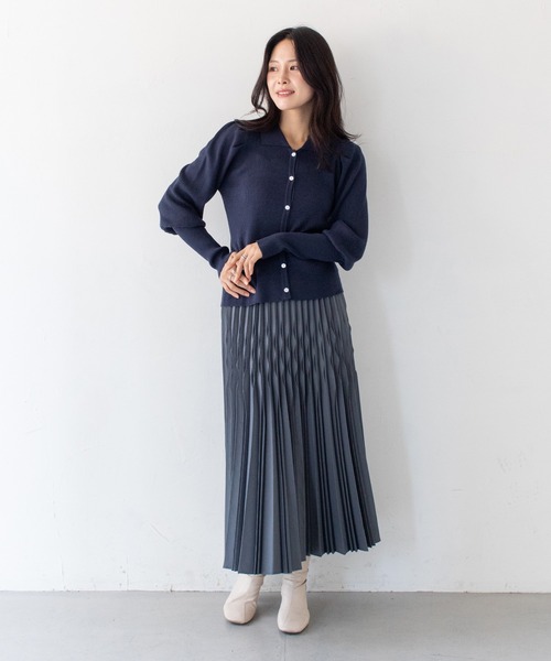 HER CLOSET(ハークローゼット)の「【HER CLOSET】ハイゲージ ポロリブニットトップス HIGH GAUGE POLO RIB KNIT TOPS(ニット/セーター・レディース・ネイビー/アイボリー/ブラック・MEDIUM)」の5枚目の写真