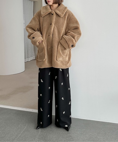 PILIT（ピリット）の「ステンカラー ボアミドルコート（ステンカラーコート・レディース・チャコールグレー/モカ/ベージュ・MEDIUM）」の13枚目の写真