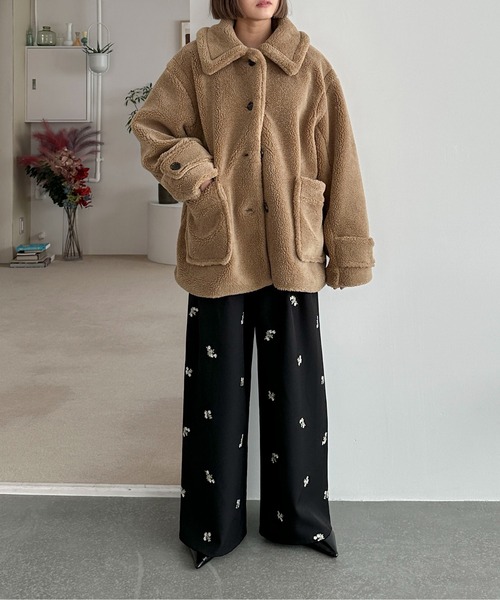 PILIT（ピリット）の「ステンカラー ボアミドルコート（ステンカラーコート・レディース・チャコールグレー/モカ/ベージュ・MEDIUM）」の14枚目の写真