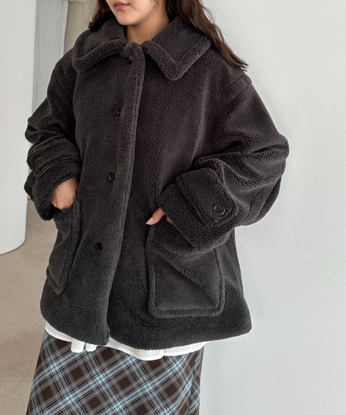 PILIT（ピリット）の「ステンカラー ボアミドルコート（ステンカラーコート・レディース・チャコールグレー/モカ/ベージュ・MEDIUM）」の20枚目の写真