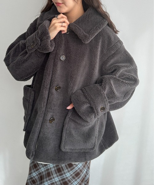 PILIT（ピリット）の「ステンカラー ボアミドルコート（ステンカラーコート・レディース・チャコールグレー/モカ/ベージュ・MEDIUM）」の22枚目の写真