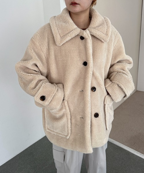 PILIT（ピリット）の「ステンカラー ボアミドルコート（ステンカラーコート・レディース・チャコールグレー/モカ/ベージュ・MEDIUM）」の8枚目の写真