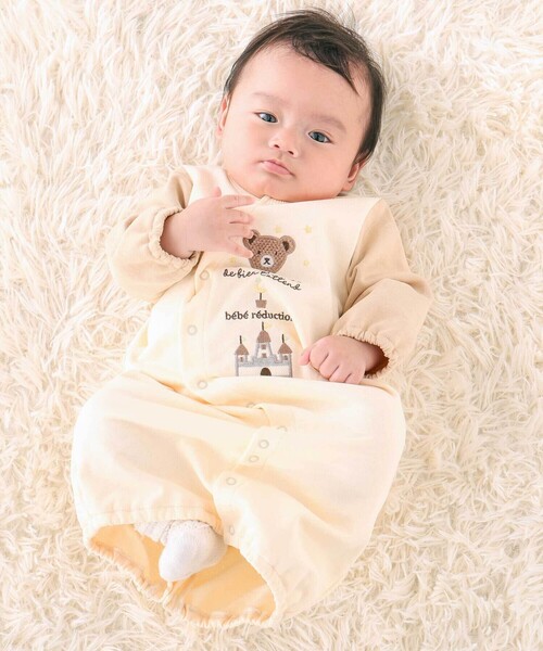 裏毛クマパッチ長袖2wayオール(50~75cm)