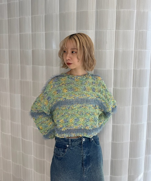 セール】MIX YARN BORDER KNIT TOP（ニット/セーター）｜Ameri（アメリ