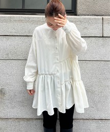 CURA CLOSET（キュラ クローゼット）の「【loverara.loverara コラボ】アシンメトリーギャザーチュニックワンピース（シャツ/ブラウス）」