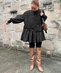 CURA CLOSET（キュラ クローゼット）の「【loverara.loverara コラボ】アシンメトリーギャザーチュニックワンピース（シャツ/ブラウス）」