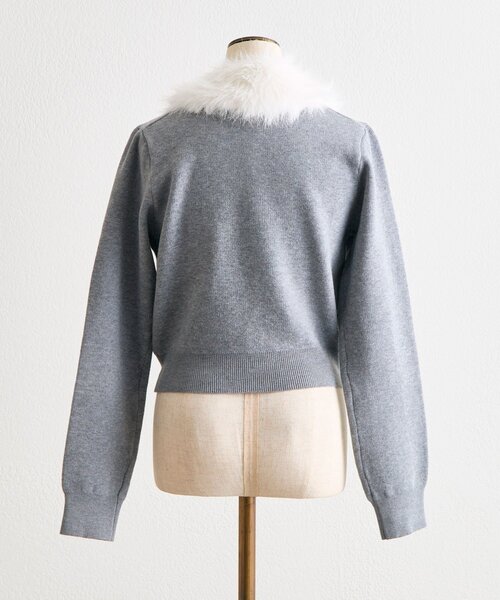 OLIVE des OLIVE（オリーブデオリーブ）の「ファーティペット付きアーガイルニット（ニット/セーター・レディース・トップグレー/オフホワイト/レッド/ブラック・FREE）」の16枚目の写真