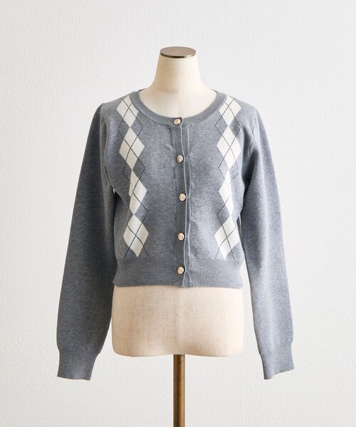 OLIVE des OLIVE（オリーブデオリーブ）の「ファーティペット付きアーガイルニット（ニット/セーター・レディース・トップグレー/オフホワイト/レッド/ブラック・FREE）」の19枚目の写真