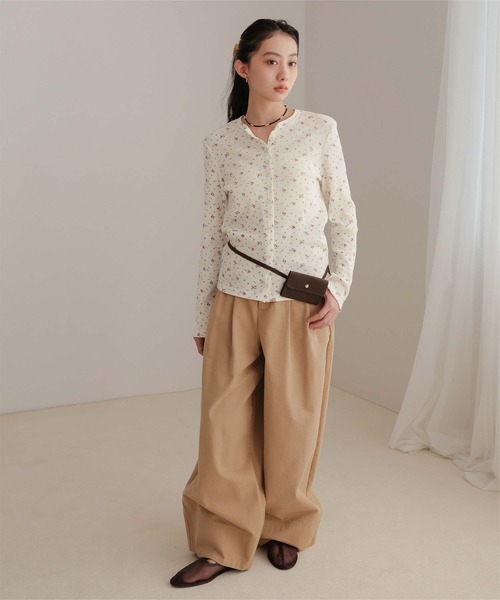 miette（ミエット）の「小花柄ワッフルカーディガン（カーディガン/ボレロ・レディース・アイボリー/オフホワイト/グレー・S/L/M）」の13枚目の写真