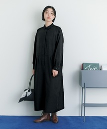THREE FIFTY STANDARD ボックスシルエットの比翼ワンピース〈ブラック〉