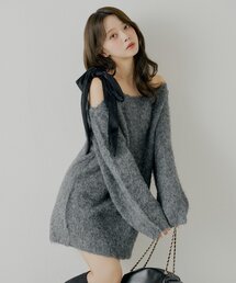 【REVIVAL/WEB限定】ベロアリボンシャギーワンピース