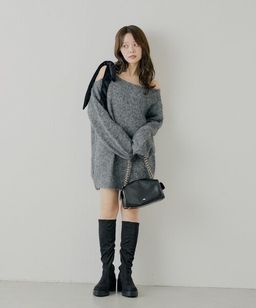 Chico（チコ）の「【REVIVAL/WEB限定】ベロアリボンシャギーワンピース（ワンピース・レディース・ブラウン/ホワイト系その他3/ブラウン系その他3/グレー系その他3/アイボリー・FREE）」の7枚目の写真